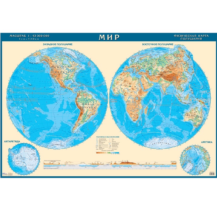 Какой масштаб физической карты полушарий 5 класс
