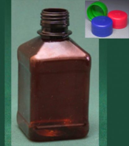 Бутылка квадратная 540 мл коричневая с крышкой  и контрольным кольцом ПЭТ